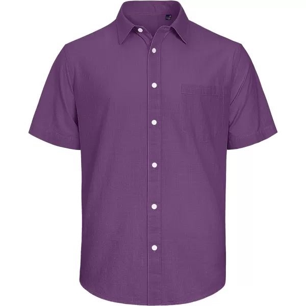 J.VER Men's Cotton Linen Short Sleeve Shirts Casual Lightweight Button Down Shirts Vacation Beach Summer Tops with Pocket