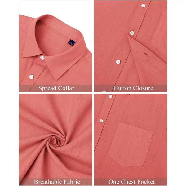 J.VER Men's Cotton Linen Short Sleeve Shirts Casual Lightweight Button Down Shirts Vacation Beach Summer Tops with Pocket