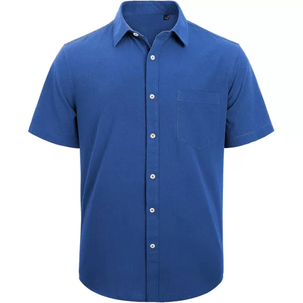 J.VER Men's Cotton Linen Short Sleeve Shirts Casual Lightweight Button Down Shirts Vacation Beach Summer Tops with Pocket