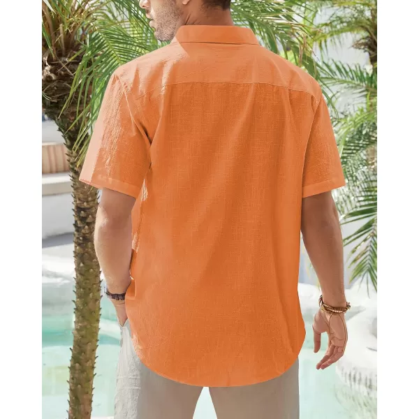 J.VER Men's Cotton Linen Short Sleeve Shirts Casual Lightweight Button Down Shirts Vacation Beach Summer Tops with Pocket
