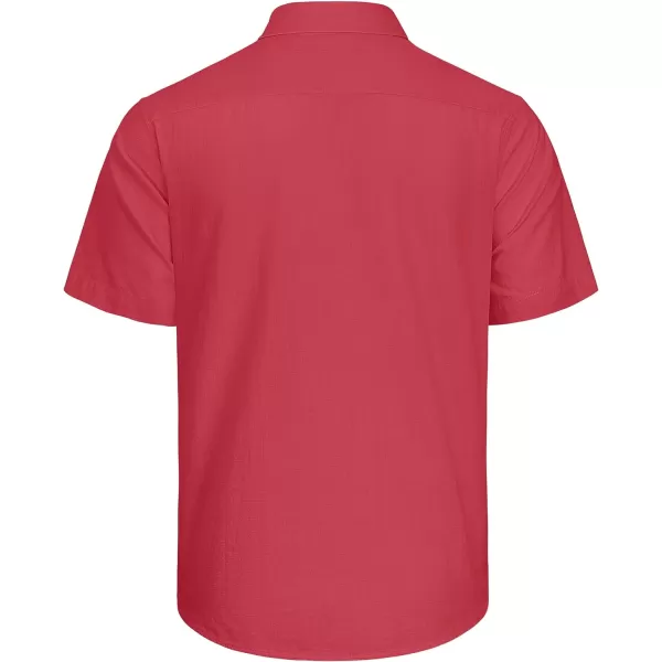 J.VER Men's Cotton Linen Short Sleeve Shirts Casual Lightweight Button Down Shirts Vacation Beach Summer Tops with Pocket