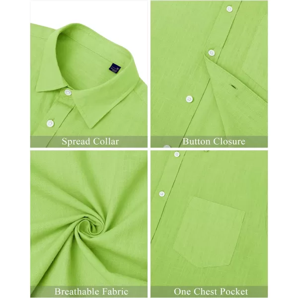 J.VER Men's Cotton Linen Short Sleeve Shirts Casual Lightweight Button Down Shirts Vacation Beach Summer Tops with Pocket
