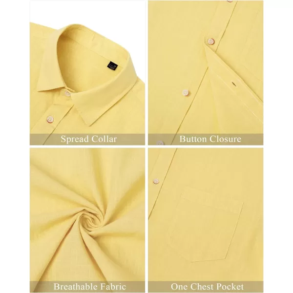 J.VER Men's Cotton Linen Short Sleeve Shirts Casual Lightweight Button Down Shirts Vacation Beach Summer Tops with Pocket