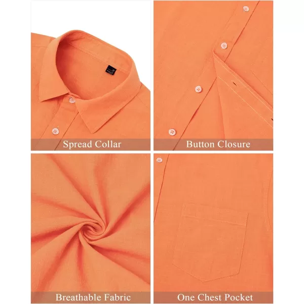 J.VER Men's Cotton Linen Short Sleeve Shirts Casual Lightweight Button Down Shirts Vacation Beach Summer Tops with Pocket