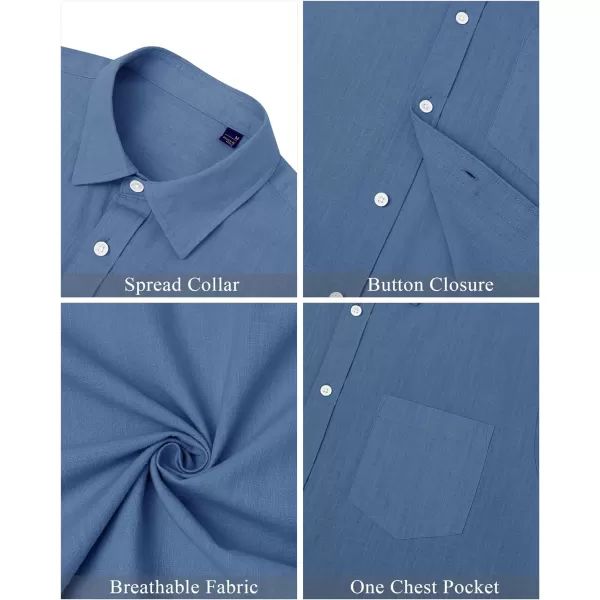 J.VER Men's Cotton Linen Short Sleeve Shirts Casual Lightweight Button Down Shirts Vacation Beach Summer Tops with Pocket