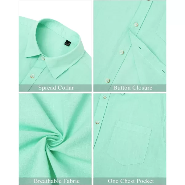 J.VER Men's Cotton Linen Short Sleeve Shirts Casual Lightweight Button Down Shirts Vacation Beach Summer Tops with Pocket