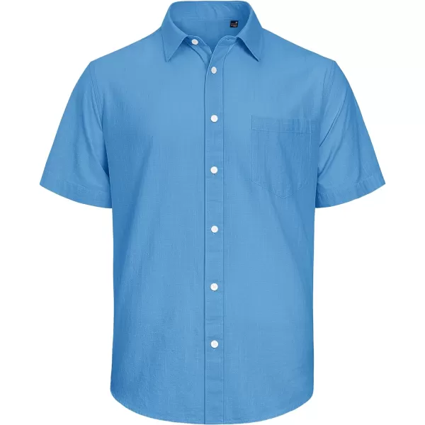 J.VER Men's Cotton Linen Short Sleeve Shirts Casual Lightweight Button Down Shirts Vacation Beach Summer Tops with Pocket