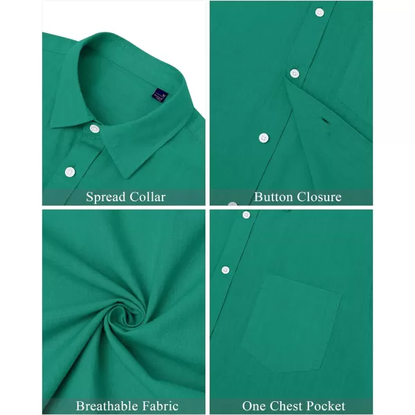 J.VER Men's Cotton Linen Short Sleeve Shirts Casual Lightweight Button Down Shirts Vacation Beach Summer Tops with Pocket