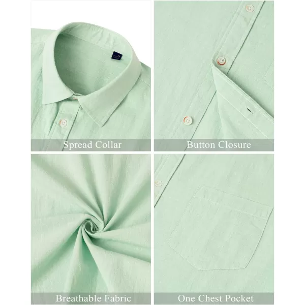 J.VER Men's Cotton Linen Short Sleeve Shirts Casual Lightweight Button Down Shirts Vacation Beach Summer Tops with Pocket