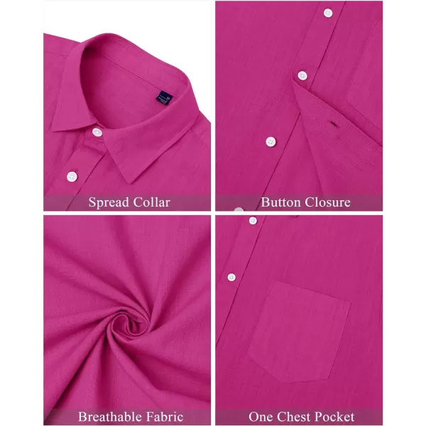 J.VER Men's Cotton Linen Short Sleeve Shirts Casual Lightweight Button Down Shirts Vacation Beach Summer Tops with Pocket