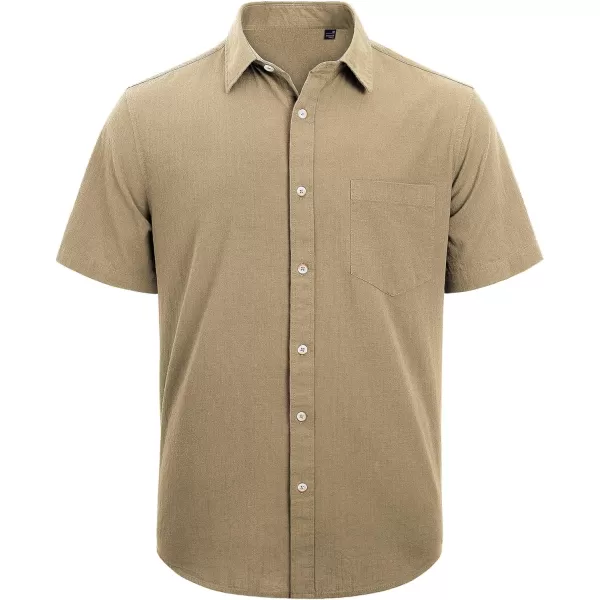 J.VER Men's Cotton Linen Short Sleeve Shirts Casual Lightweight Button Down Shirts Vacation Beach Summer Tops with Pocket