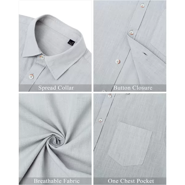 J.VER Men's Cotton Linen Short Sleeve Shirts Casual Lightweight Button Down Shirts Vacation Beach Summer Tops with Pocket