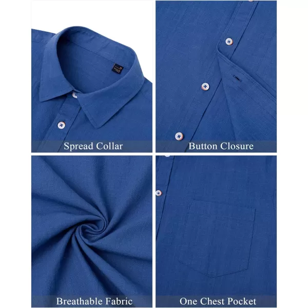J.VER Men's Cotton Linen Short Sleeve Shirts Casual Lightweight Button Down Shirts Vacation Beach Summer Tops with Pocket