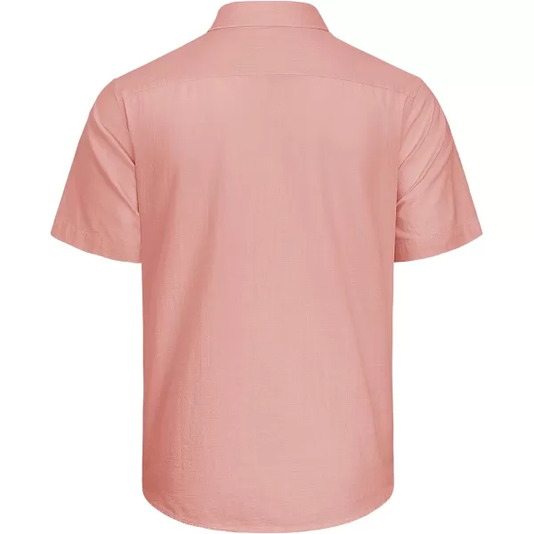 J.VER Men's Cotton Linen Short Sleeve Shirts Casual Lightweight Button Down Shirts Vacation Beach Summer Tops with Pocket