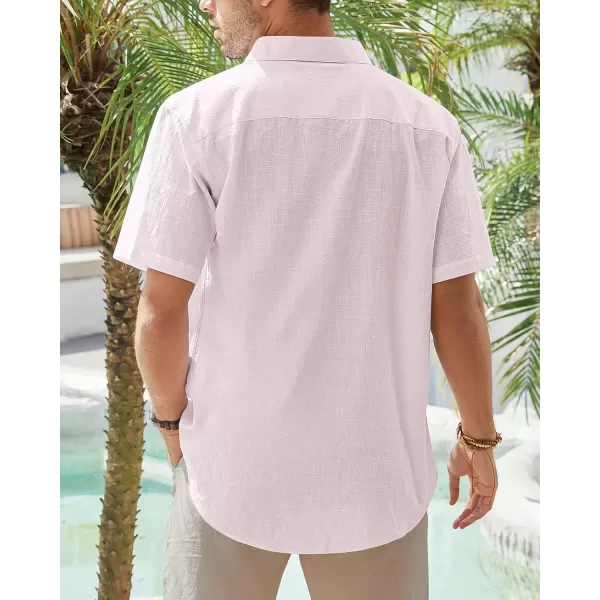 J.VER Men's Cotton Linen Short Sleeve Shirts Casual Lightweight Button Down Shirts Vacation Beach Summer Tops with Pocket