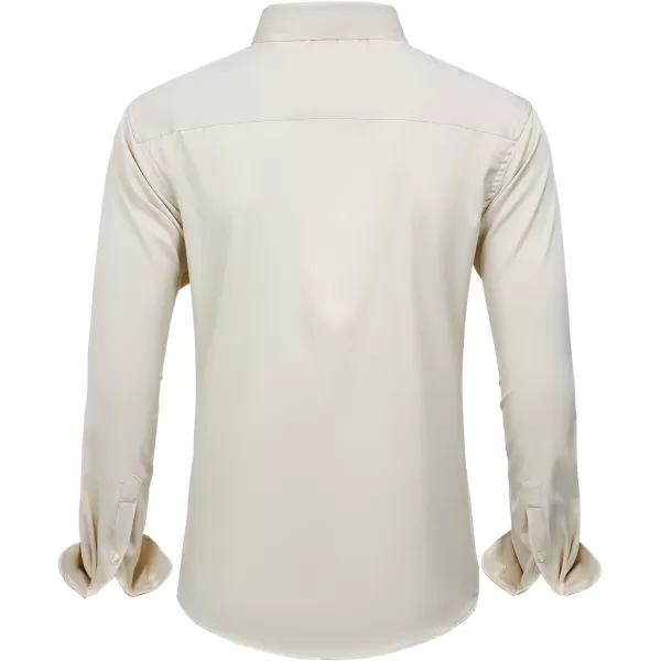 J.VER Men's Dress Shirts Solid Long Sleeve Stretch Wrinkle-Free Formal Shirt Business Casual Button Down Shirts