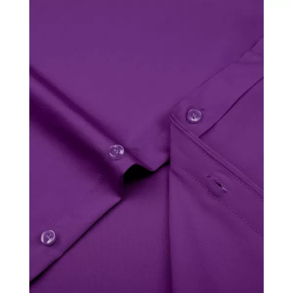J.VER Men's Dress Shirts Solid Long Sleeve Stretch Wrinkle-Free Formal Shirt Business Casual Button Down Shirts