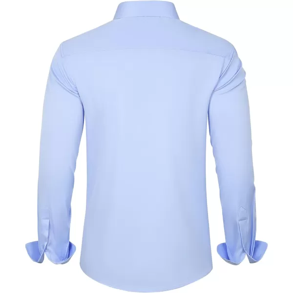 J.VER Men's Dress Shirts Solid Long Sleeve Stretch Wrinkle-Free Formal Shirt Business Casual Button Down Shirts