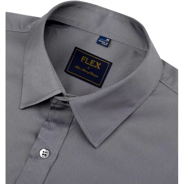 J.VER Men's Dress Shirts Solid Long Sleeve Stretch Wrinkle-Free Formal Shirt Business Casual Button Down Shirts