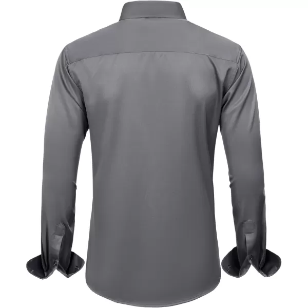 J.VER Men's Dress Shirts Solid Long Sleeve Stretch Wrinkle-Free Formal Shirt Business Casual Button Down Shirts