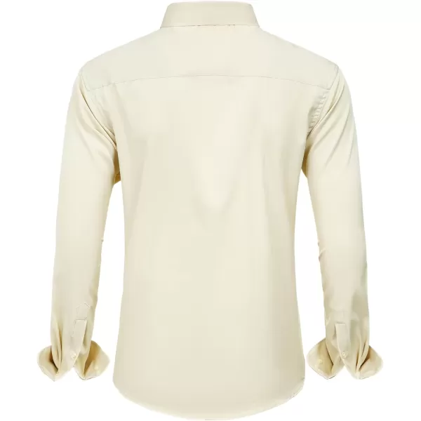 J.VER Men's Dress Shirts Solid Long Sleeve Stretch Wrinkle-Free Formal Shirt Business Casual Button Down Shirts