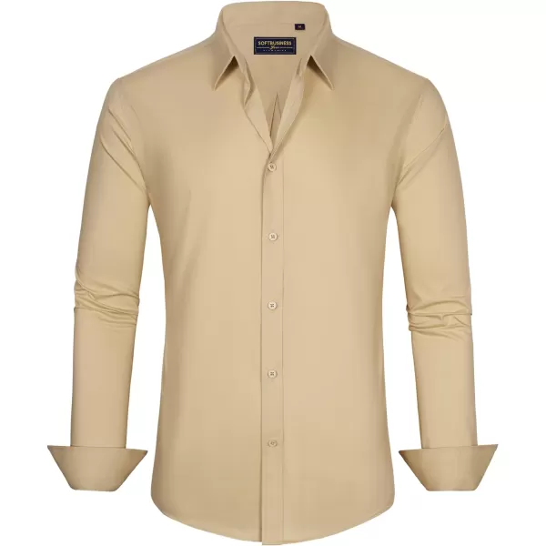 J.VER Men's Dress Shirts Stretch Stain Shield Long Sleeve Solid Formal Shirt Business Casual Button Down Shirts