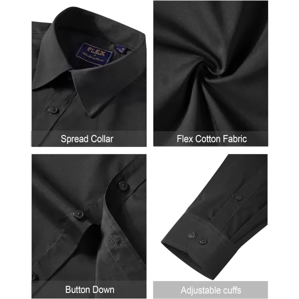 J.VER Men's Dress Shirts Stretch Stain Shield Long Sleeve Solid Formal Shirt Business Casual Button Down Shirts