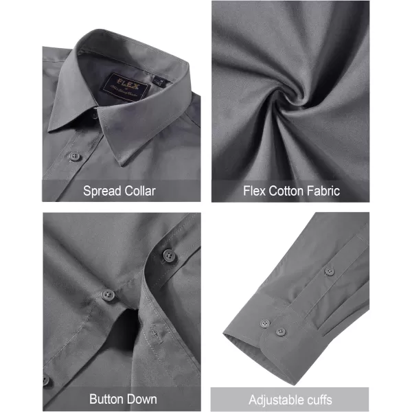 J.VER Men's Dress Shirts Stretch Stain Shield Long Sleeve Solid Formal Shirt Business Casual Button Down Shirts