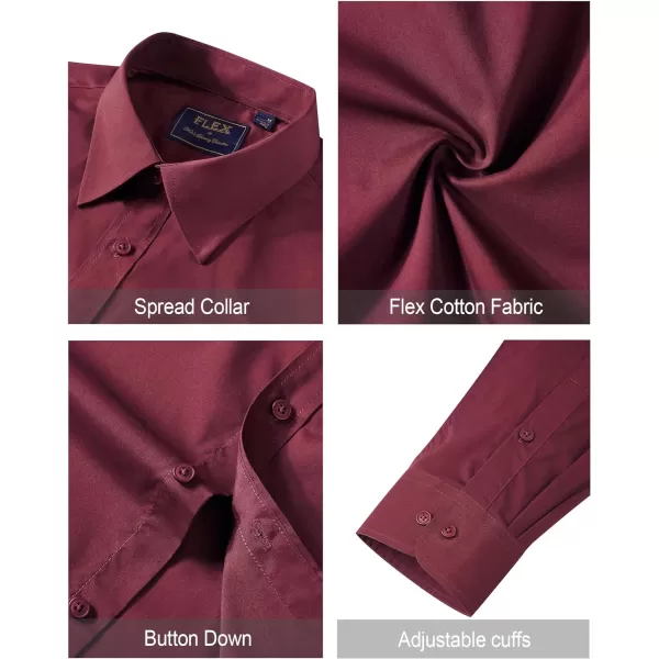 J.VER Men's Dress Shirts Stretch Stain Shield Long Sleeve Solid Formal Shirt Business Casual Button Down Shirts