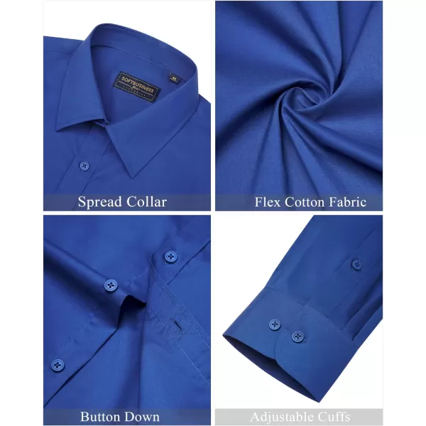 J.VER Men's Dress Shirts Stretch Stain Shield Long Sleeve Solid Formal Shirt Business Casual Button Down Shirts
