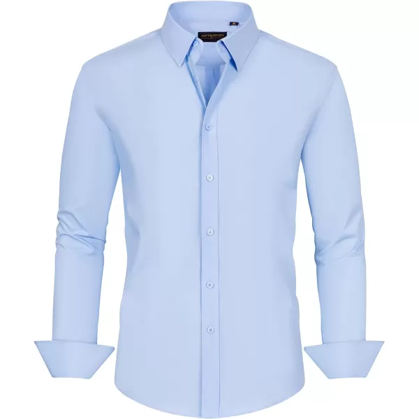 J.VER Men's Dress Shirts Stretch Stain Shield Long Sleeve Solid Formal Shirt Business Casual Button Down Shirts