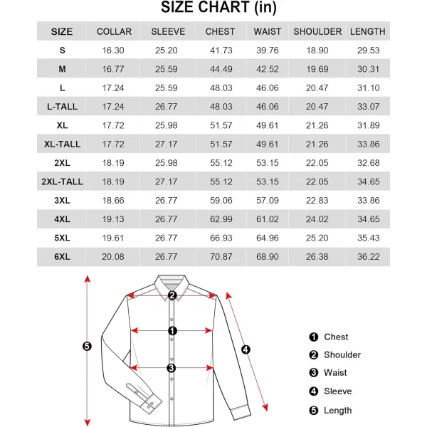 J.VER Men's Dress Shirts Stretch Stain Shield Long Sleeve Solid Formal Shirt Business Casual Button Down Shirts