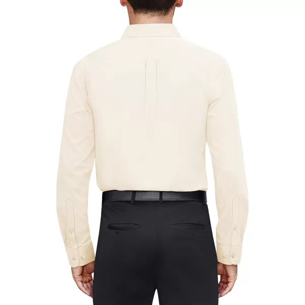 J.VER Men's Dress Shirts Stretch Stain Shield Long Sleeve Solid Formal Shirt Business Casual Button Down Shirts