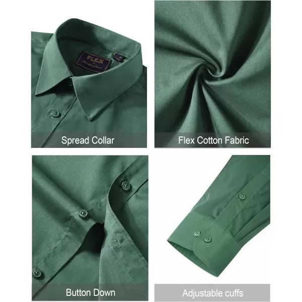 J.VER Men's Dress Shirts Stretch Stain Shield Long Sleeve Solid Formal Shirt Business Casual Button Down Shirts