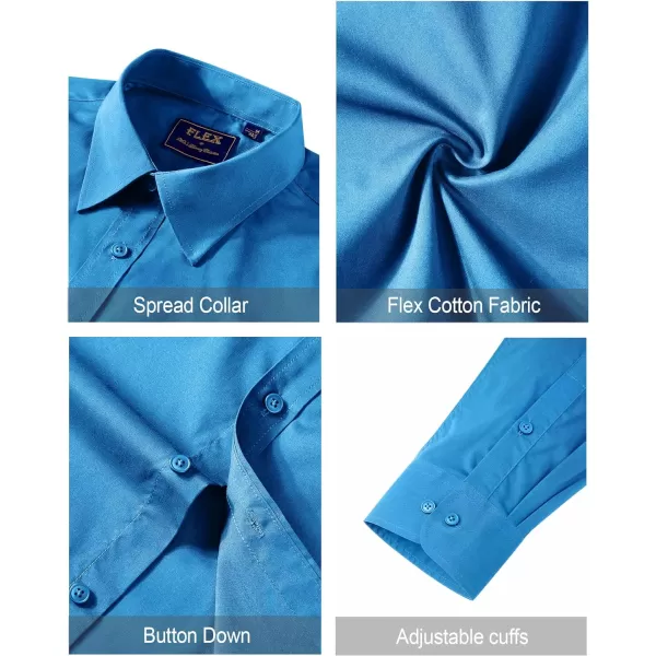 J.VER Men's Dress Shirts Stretch Stain Shield Long Sleeve Solid Formal Shirt Business Casual Button Down Shirts