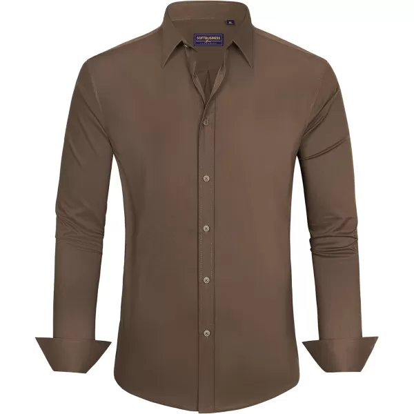 J.VER Men's Dress Shirts Stretch Stain Shield Long Sleeve Solid Formal Shirt Business Casual Button Down Shirts