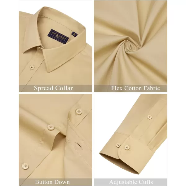 J.VER Men's Dress Shirts Stretch Stain Shield Long Sleeve Solid Formal Shirt Business Casual Button Down Shirts