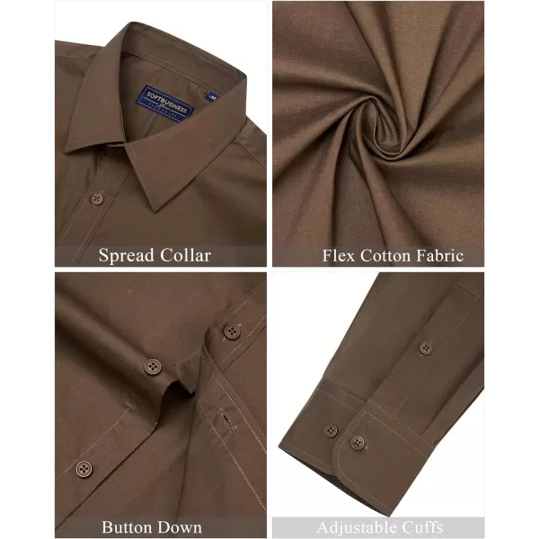 J.VER Men's Dress Shirts Stretch Stain Shield Long Sleeve Solid Formal Shirt Business Casual Button Down Shirts