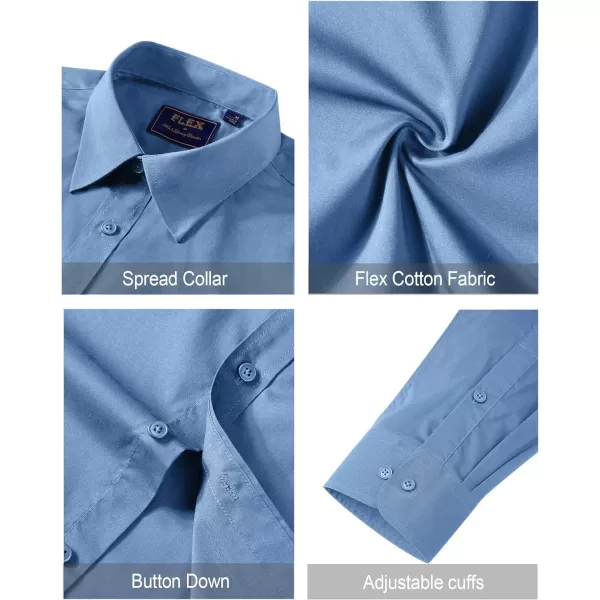J.VER Men's Dress Shirts Stretch Stain Shield Long Sleeve Solid Formal Shirt Business Casual Button Down Shirts