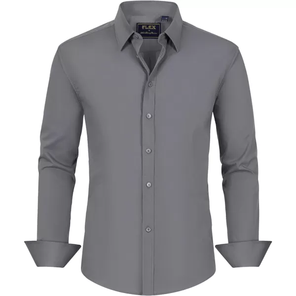 J.VER Men's Dress Shirts Stretch Stain Shield Long Sleeve Solid Formal Shirt Business Casual Button Down Shirts