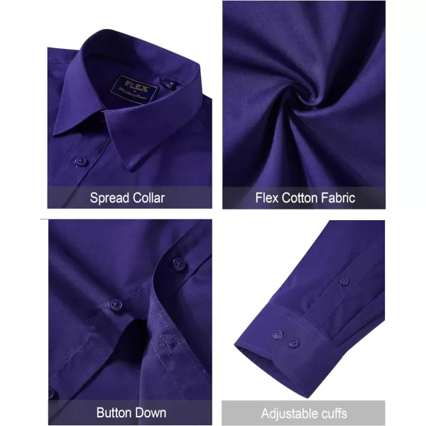 J.VER Men's Dress Shirts Stretch Stain Shield Long Sleeve Solid Formal Shirt Business Casual Button Down Shirts