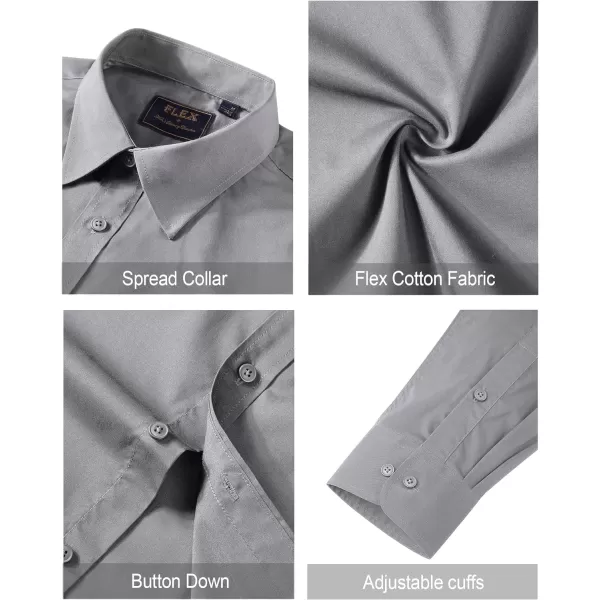 J.VER Men's Dress Shirts Stretch Stain Shield Long Sleeve Solid Formal Shirt Business Casual Button Down Shirts