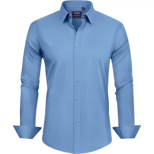 J.VER Men's Dress Shirts Stretch Stain Shield Long Sleeve Solid Formal Shirt Business Casual Button Down Shirts