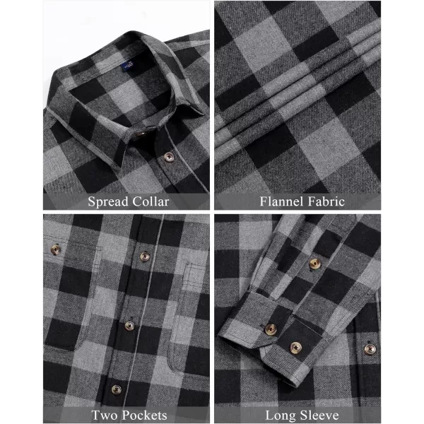J.VER Men's Flannel Plaid Shirts Long Sleeve Regular Fit Casual Button Down Shirt