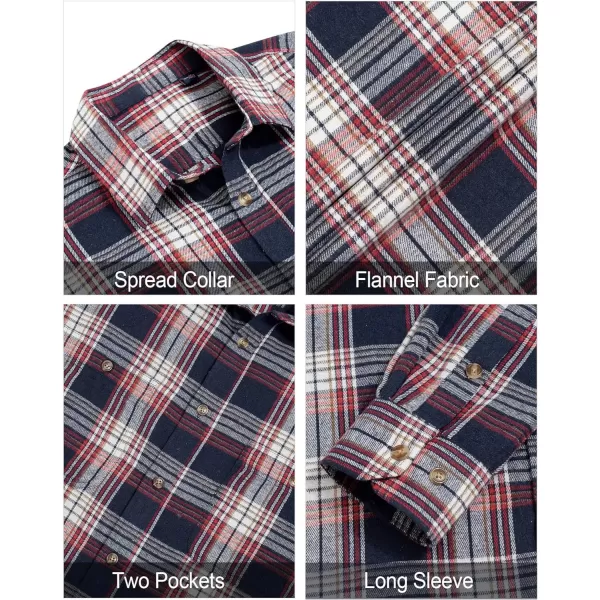 J.VER Men's Flannel Plaid Shirts Long Sleeve Regular Fit Casual Button Down Shirt