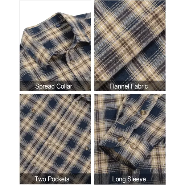 J.VER Men's Flannel Plaid Shirts Long Sleeve Regular Fit Casual Button Down Shirt