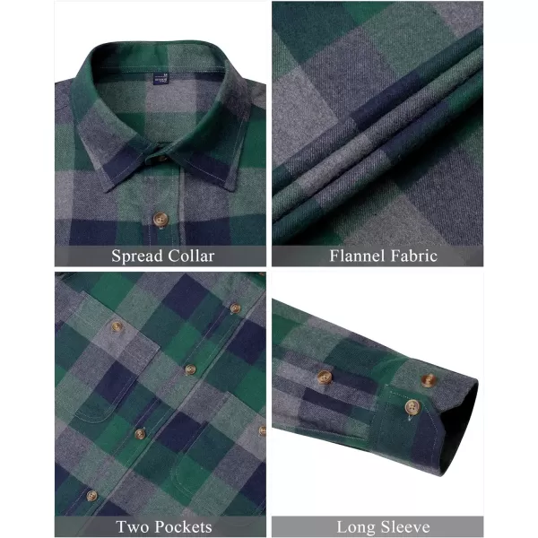 J.VER Men's Flannel Plaid Shirts Long Sleeve Regular Fit Casual Button Down Shirt