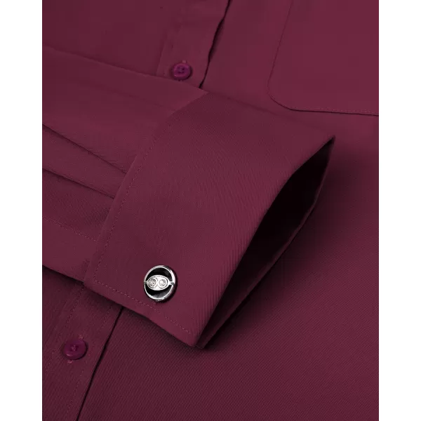 J.VER Men's French Cuff Dress Shirts Regular Fit Long Sleeve Spread Collar Metal Cufflink