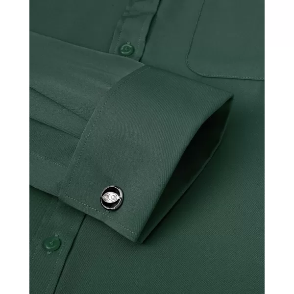 J.VER Men's French Cuff Dress Shirts Regular Fit Long Sleeve Spread Collar Metal Cufflink