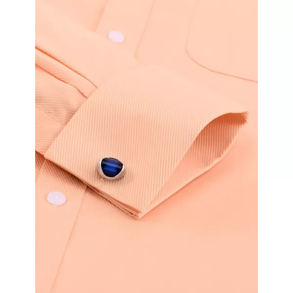 J.VER Men's French Cuff Dress Shirts Regular Fit Long Sleeve Spread Collar Metal Cufflink